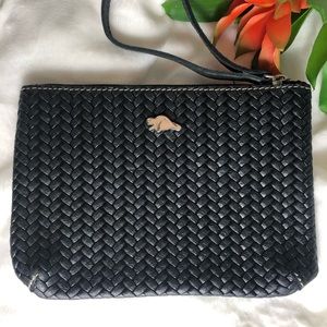 Roots Weaved Woven Leather Clutch Wristlet